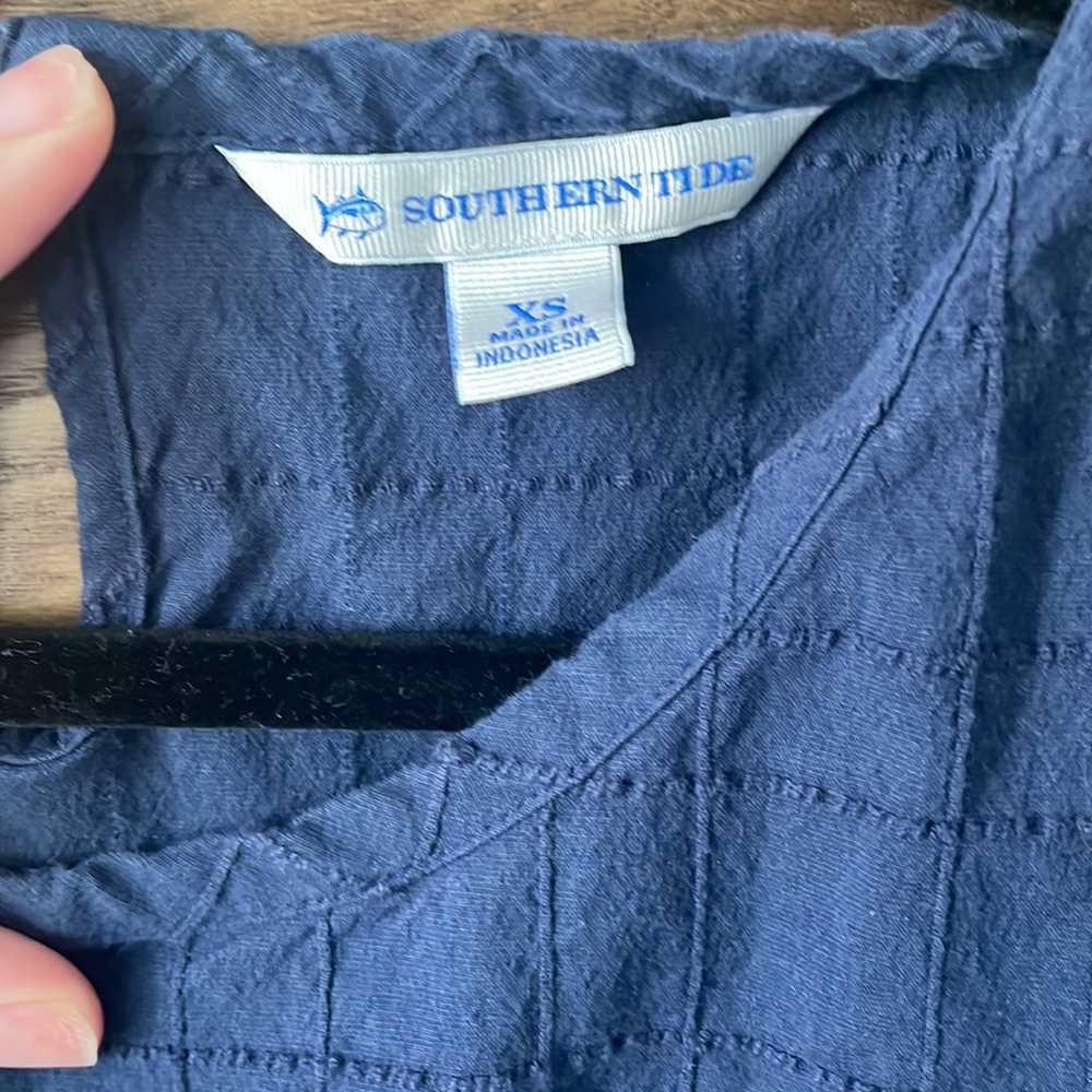 Southern Tide Navy Ruffle Dress - Picture 3 of 4
